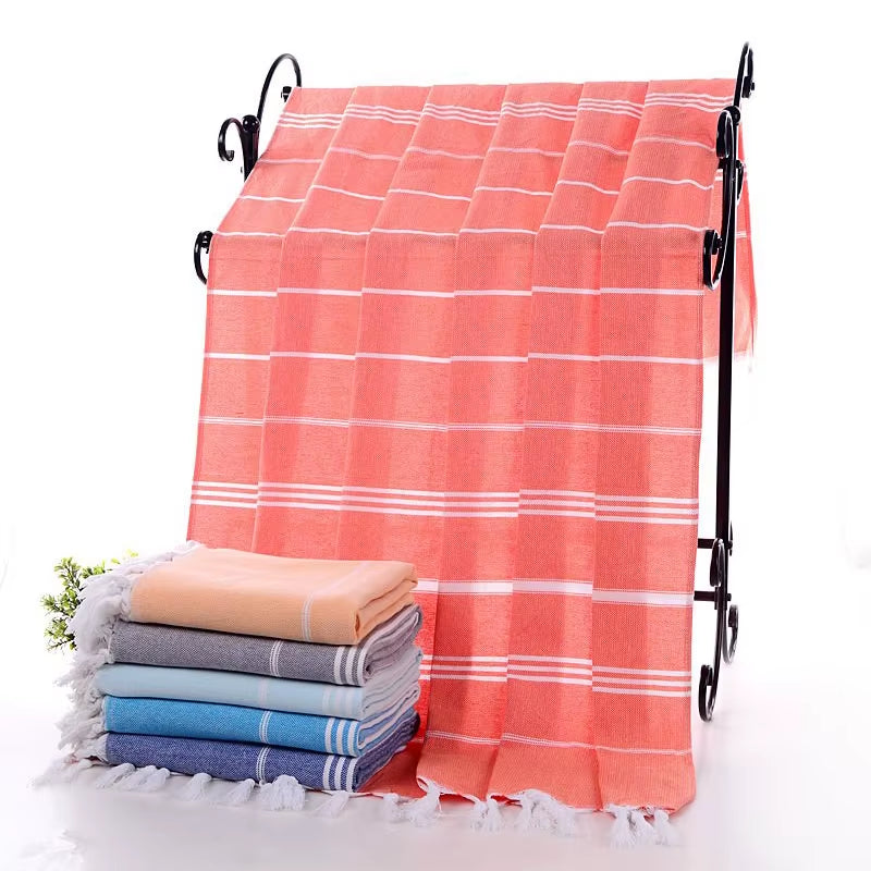 100X180Cm Turkish Sports Sauna Bath Towel with Tassel Soft Terry Cloth Adult Beach Extra Large Women Winter Scarf