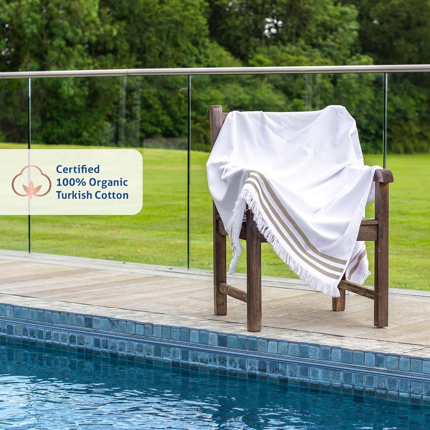 Cottoneclat 100% Organic Turkish Cotton Hammam Towel, Softer & Durable Carded Yarn, Light and Quick Drying Sauna and Beach Towel, Lighttouch Active, 100X180Cm, Golden Grey