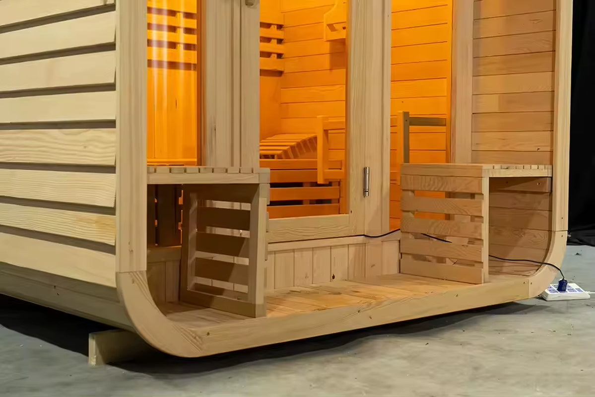 Newly Designed Outdoor Solid Wood Dry Steam Cube Sauna with High Quality Outdoor Recreation and Relaxation Sauna