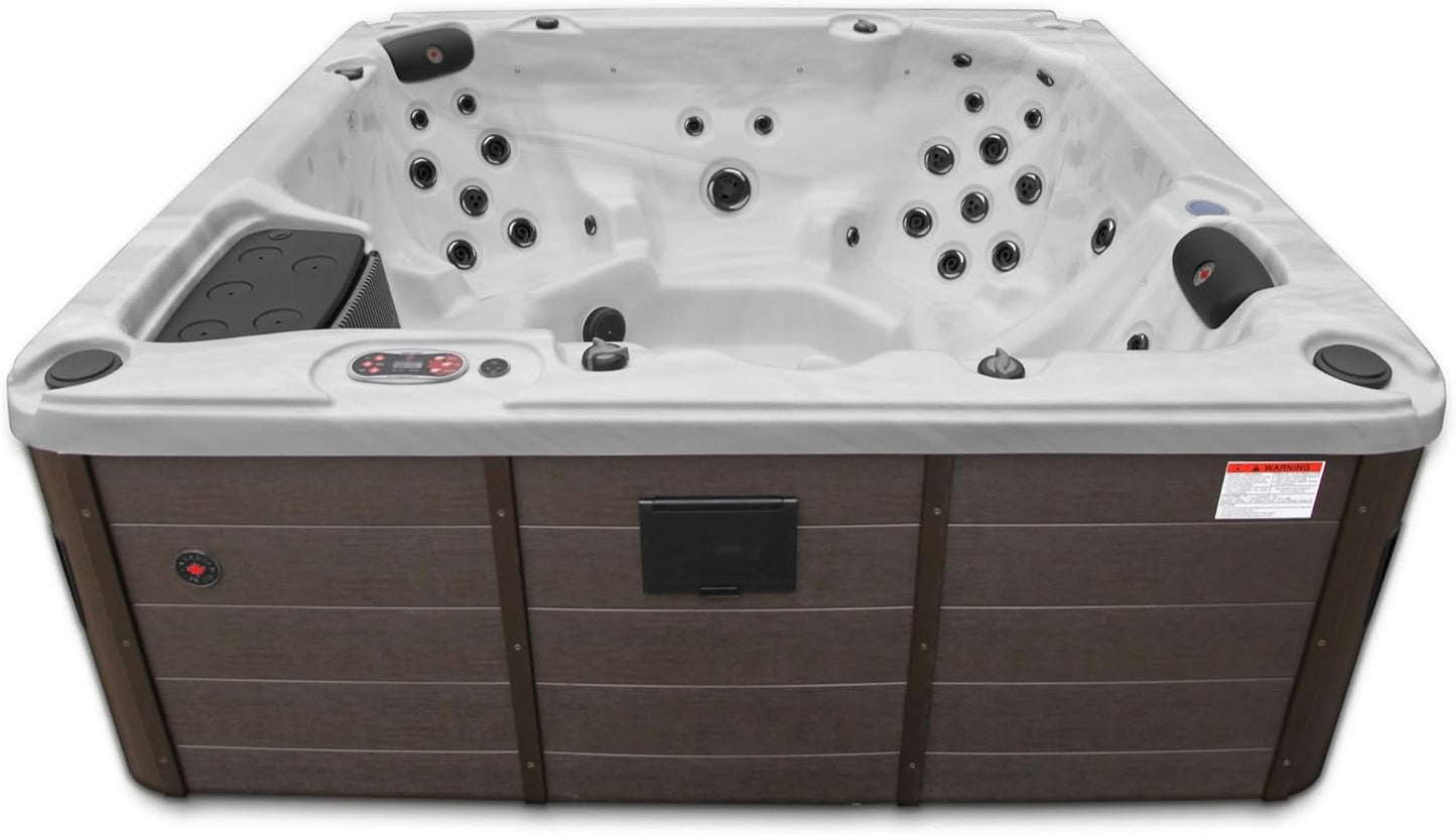 Thunder Bay AI Hot Tub | 6-Person 44-Jet | 219 X 219 Cm Square, with Cover, LED Lighting, Heating and 44 Hydrotherapy Massage Jets, Year-Round Use