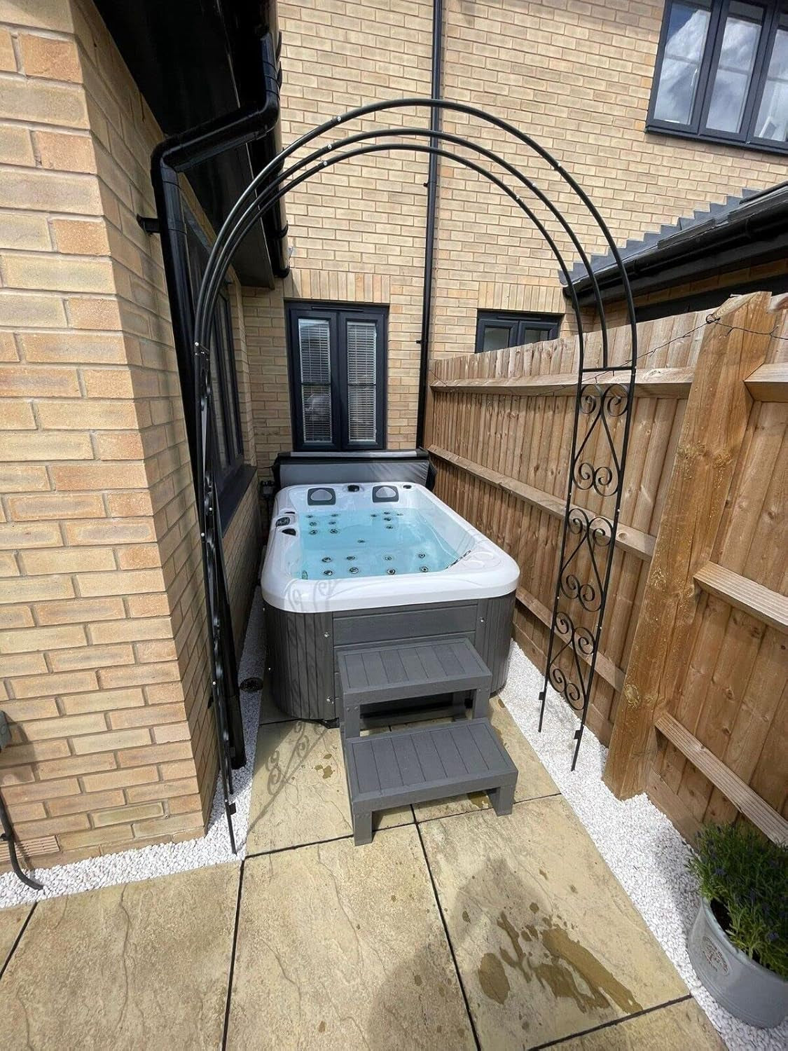 Dual Lounger 3 Seat Hot Tub- American Balboa Control System 13Amp Plug and Play - White Shell Grey Skirt