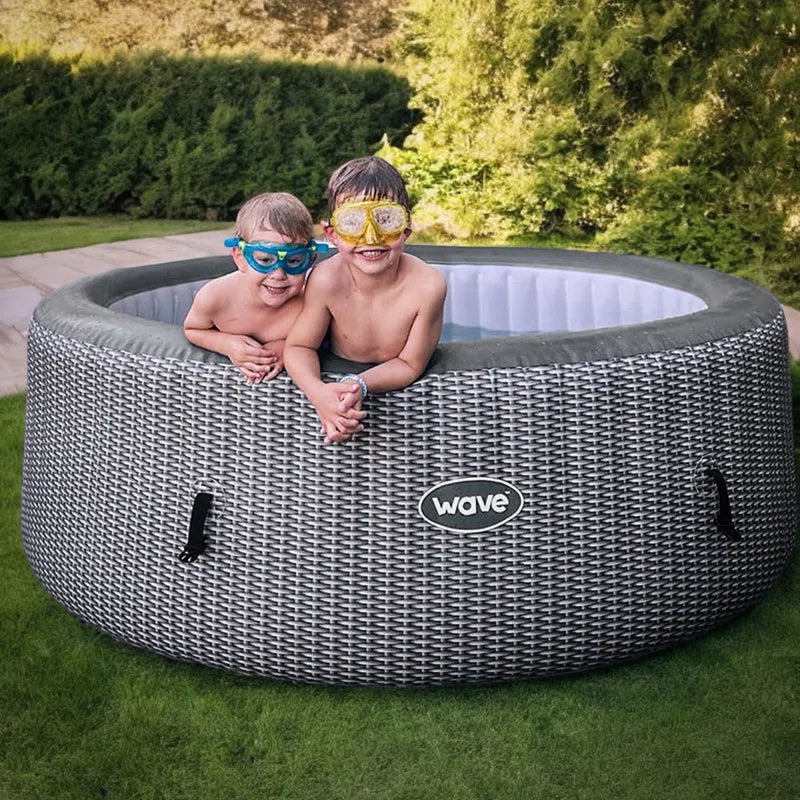Allam 6 Person - Person 130 - Jet Polyvinyl Chloride (PVC) round Inflatable Hot Tub in Grey