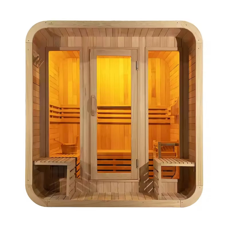 Newly Designed Outdoor Solid Wood Dry Steam Cube Sauna with High Quality Outdoor Recreation and Relaxation Sauna