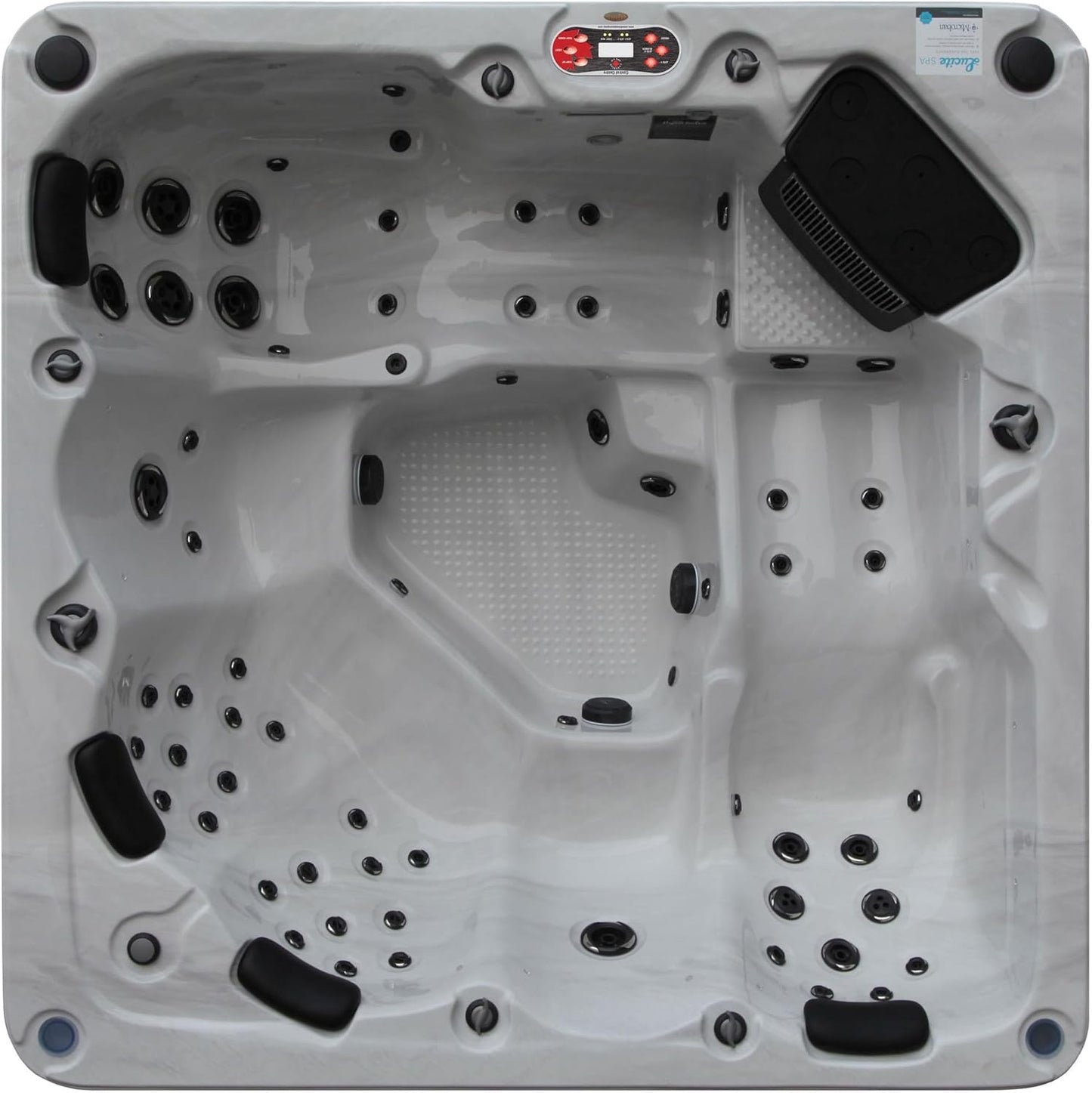 Vancouver AI Hot Tub | 6-Person 65-Jet | 227 X 227 Cm Square, with Cover, LED Lighting, Heating and 65 Hydrotherapy Massage Jets, Year-Round Use