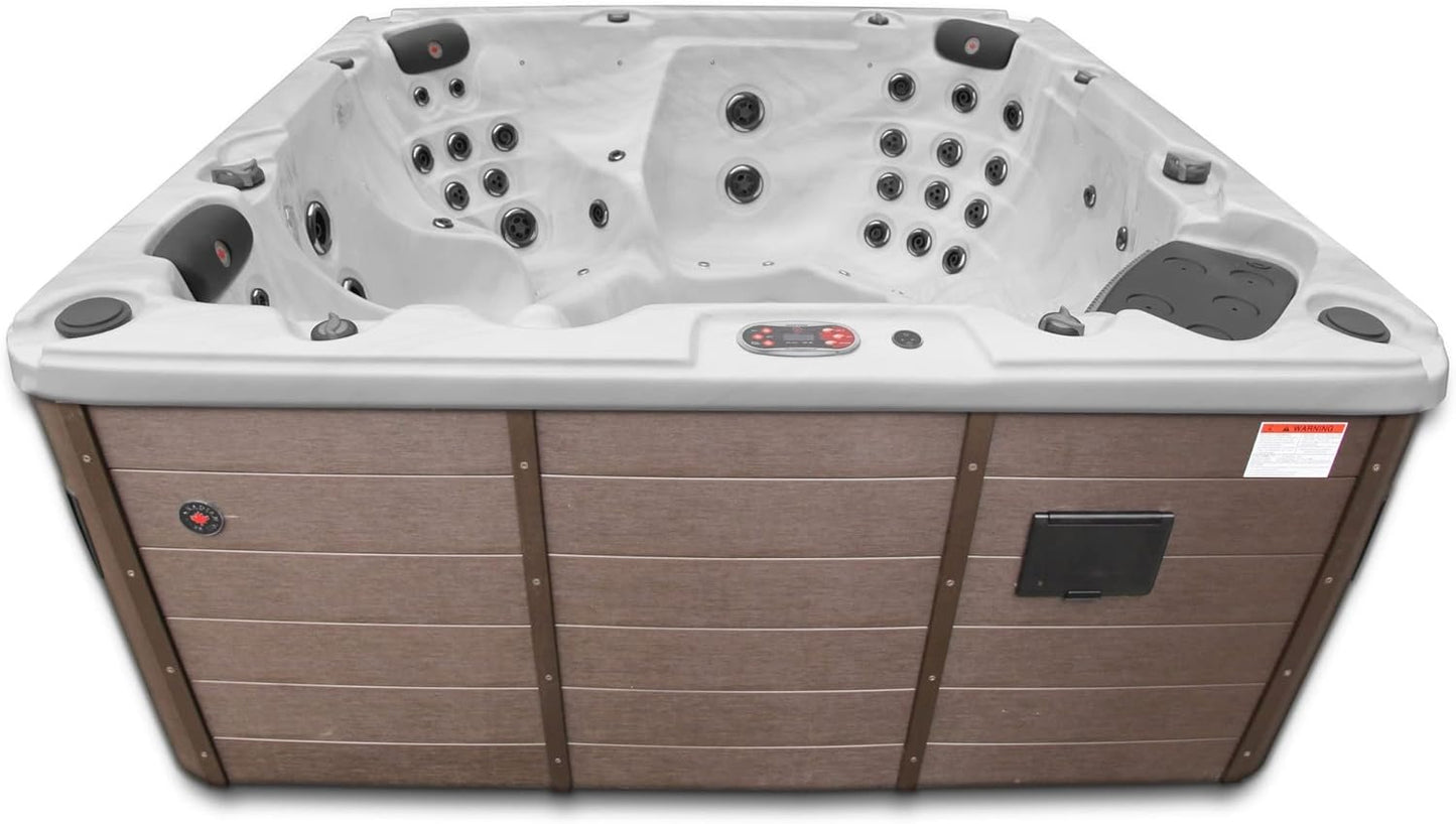 Niagara AI Hot Tub | 7-Person 60-Jet | 228 X 228 Cm Square, with Cover, LED Lighting, Heating and 60 Hydrotherapy Massage Jets, Year-Round Use