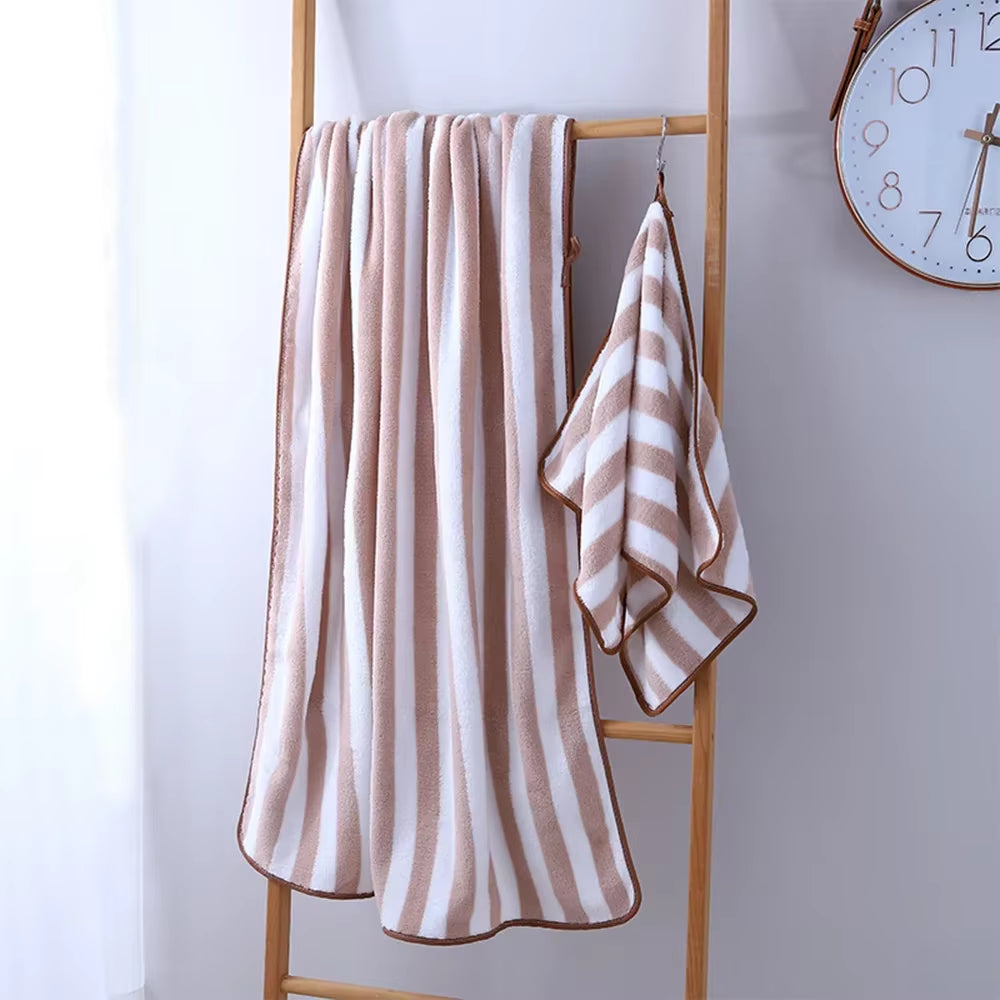 1PC 35X75Cm Stripes Absorbent Quick Drying Bath Towel Sets Soft Adults Face Hand Towels Bathroom Microfiber Swim Bath Towels