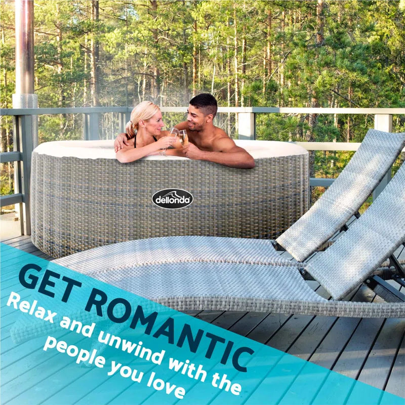 220V 4 Person - Person 110 - Jet Vinyl round Inflatable Hot Tub in Rattan Effect
