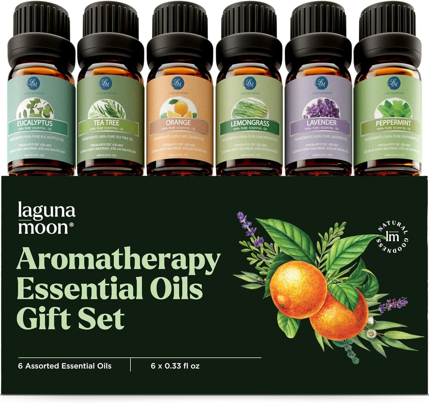 Aromatherapy Essential Oils Gift Set,100% Pure Premium Therapeutic Grade Oils Kit -Lavender, Tea Tree, Eucalyptus, Lemongrass, Orange, Peppermint