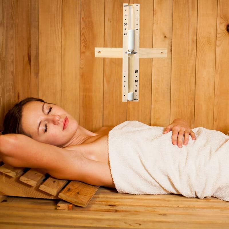 Sauna 15 Minute Hourglass Sand Timer,Wooden Sand Clock 15 Min,Rotating White Sand Watch,Reloj De Arena,Hear Resistant Wood Hour Glass Sandglass for Sauna &SPA Room