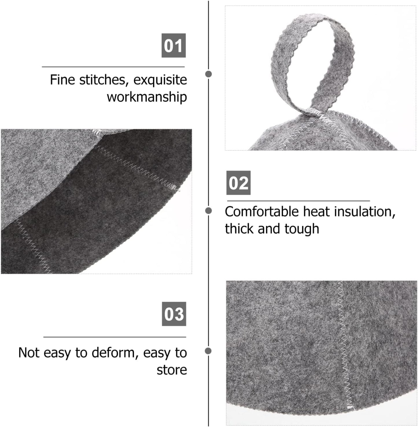 Original Wool Sauna Hat for Women and Men 2 Pack Natural Felt Sauna Accessories (Grey)