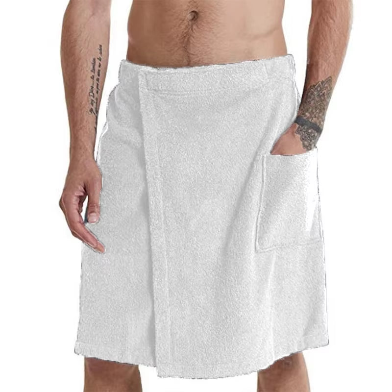 Men Soft Wearable Bath Towel with Pocket Bathrobes Shower Wrap Sauna Gym Swimming Bathhouse Spa Beach Towel Toalla De Playa