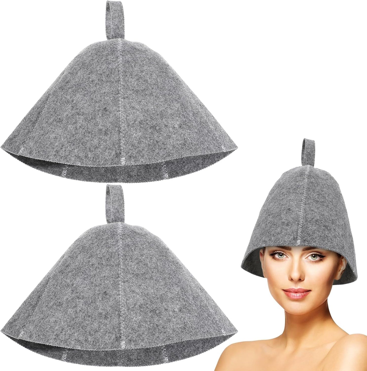 2Pcs Original Wool Sauna Hat for Women and for Men Natural Felt Russian Bath Hat Vaporarium Hat Bath Accessories for Sauna on the Street Steam Room
