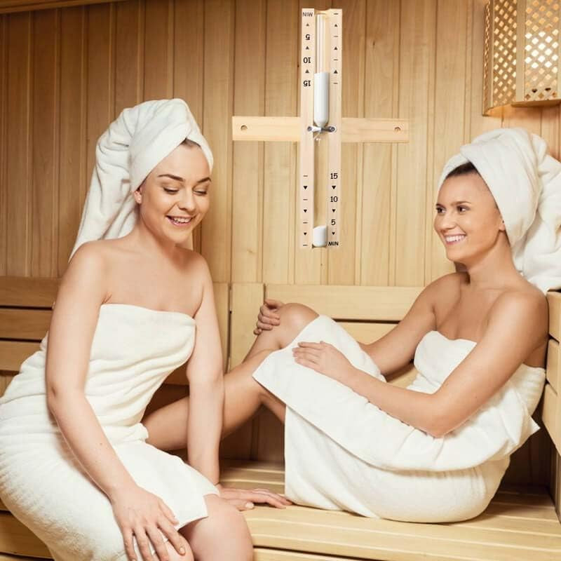 Sauna 15 Minute Hourglass Sand Timer,Wooden Sand Clock 15 Min,Rotating White Sand Watch,Reloj De Arena,Hear Resistant Wood Hour Glass Sandglass for Sauna &SPA Room