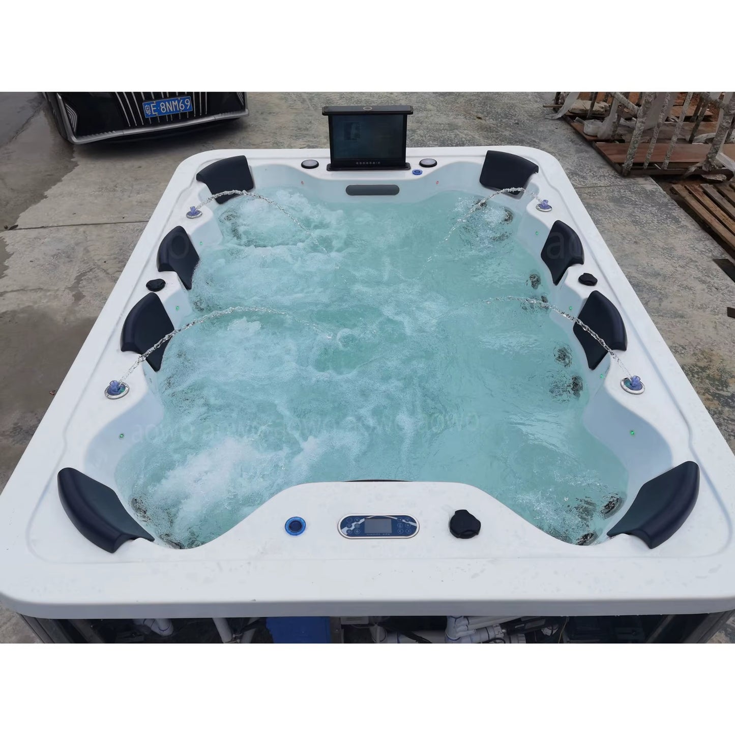 Large Outdoor Spa Hot Tub,Constant Temperature Heating Massage Hydrotherapy Bathtub,Multi-Person Garden Acrylic Swimming Pool