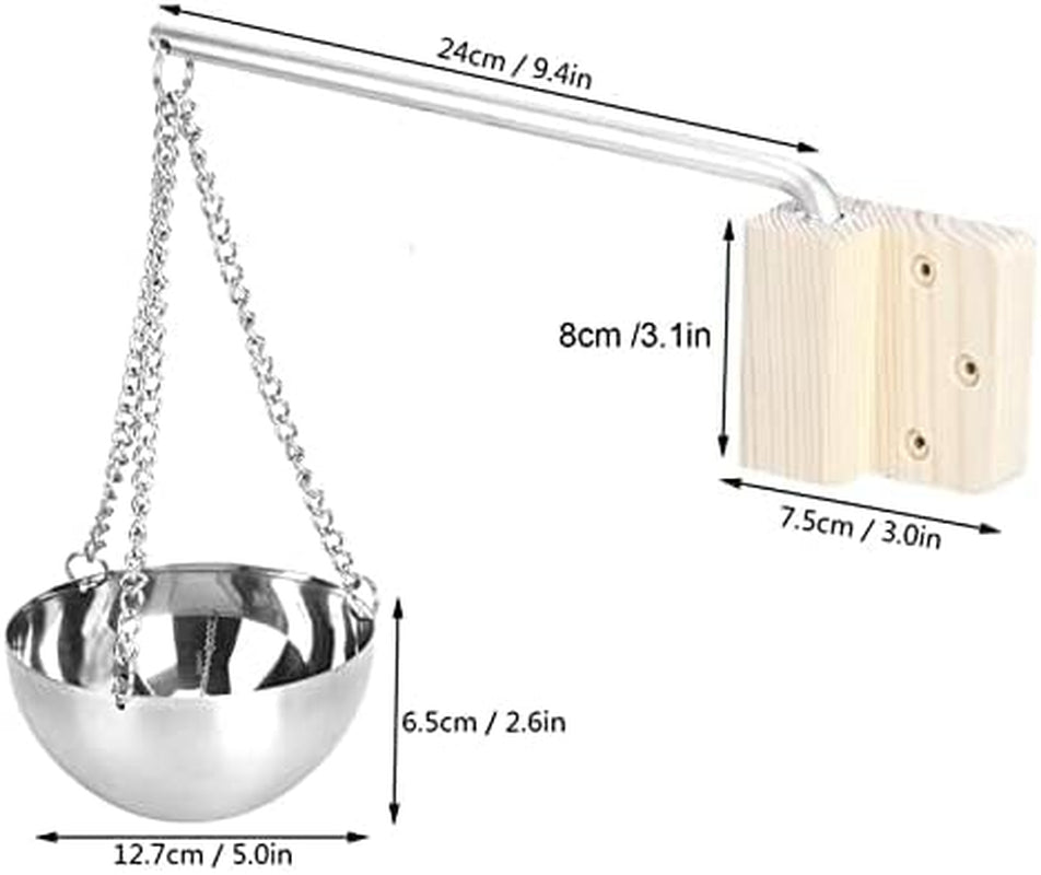 Sauna Aroma Bowl, Stainless Steel SPA Essential Oil Bowl with Wood Plate and Screws, Aromatherapy Oil Cup Sauna Suitable for Traditional Sauna (Small)