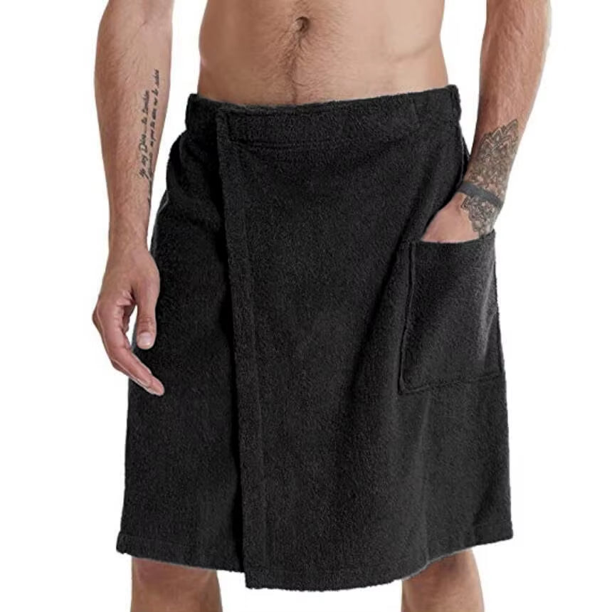 Men Soft Wearable Bath Towel with Pocket Bathrobes Shower Wrap Sauna Gym Swimming Bathhouse Spa Beach Towel Toalla De Playa