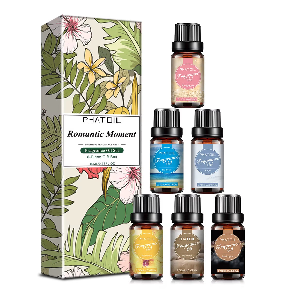 6Pcs Gift Box Set Romantic Moment Perfume Fragrance Oil Fresh Linen Black Opium Black Orchid Sea Breeze Angel D-Jadore