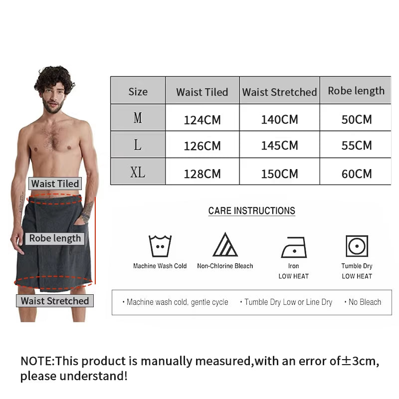 Men Soft Wearable Bath Towel with Pocket Bathrobes Shower Wrap Sauna Gym Swimming Bathhouse Spa Beach Towel Toalla De Playa
