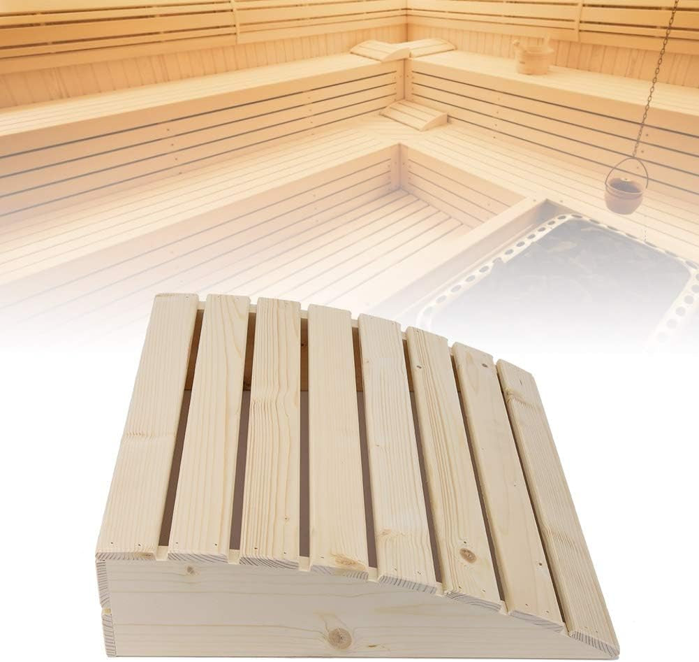 Sauna Backrest Pillow for Neck and Head Support, Premium Wooden Headrest for Sauna Room, Relieve Shoulder Pain and Promote Spinal Health