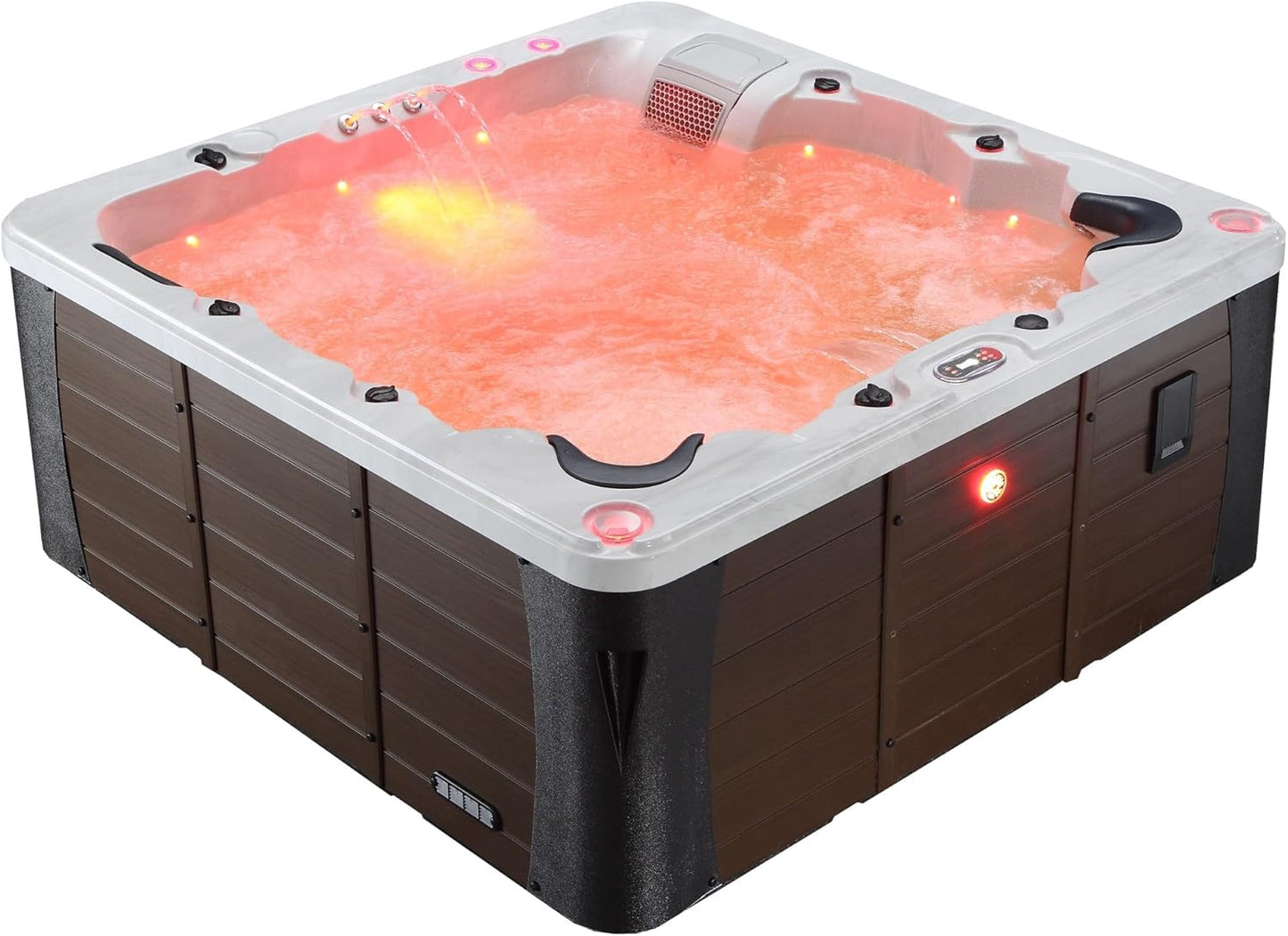 Erie AI Hot Tub | 6-Person 46-Jet | 213 X 213 Cm Square, with Cover, LED Lighting, Heating and 46 Hydrotherapy Massage Jets, Year-Round Use