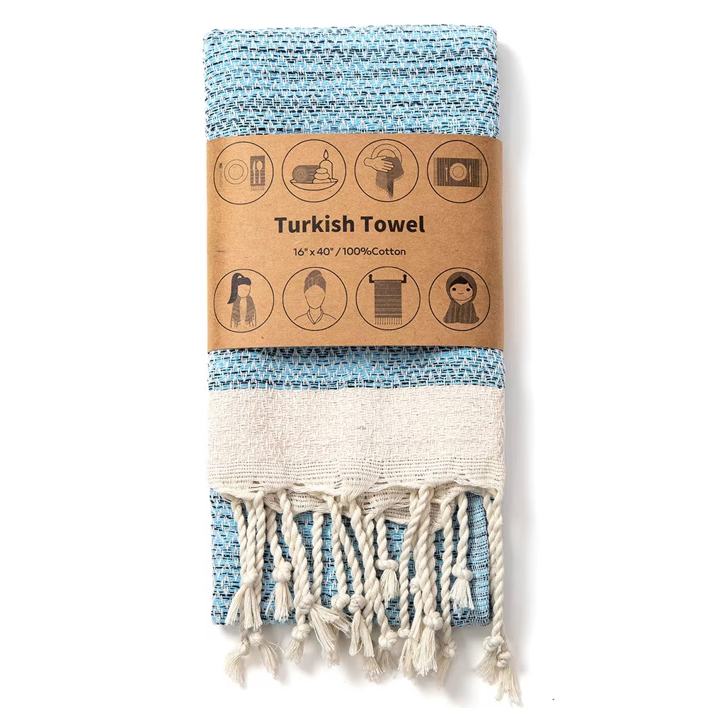 40X100Cm Turkish Diamond Pattern Fringed Cotton Beach Towel Thickened Diamond Lattice Sauna Towel Quick-Dry Machine Washable