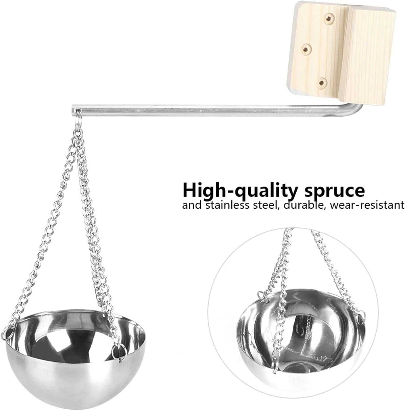 Sauna Aroma Bowl, Stainless Steel SPA Essential Oil Bowl with Wood Plate and Screws, Aromatherapy Oil Cup Sauna Suitable for Traditional Sauna (Small)