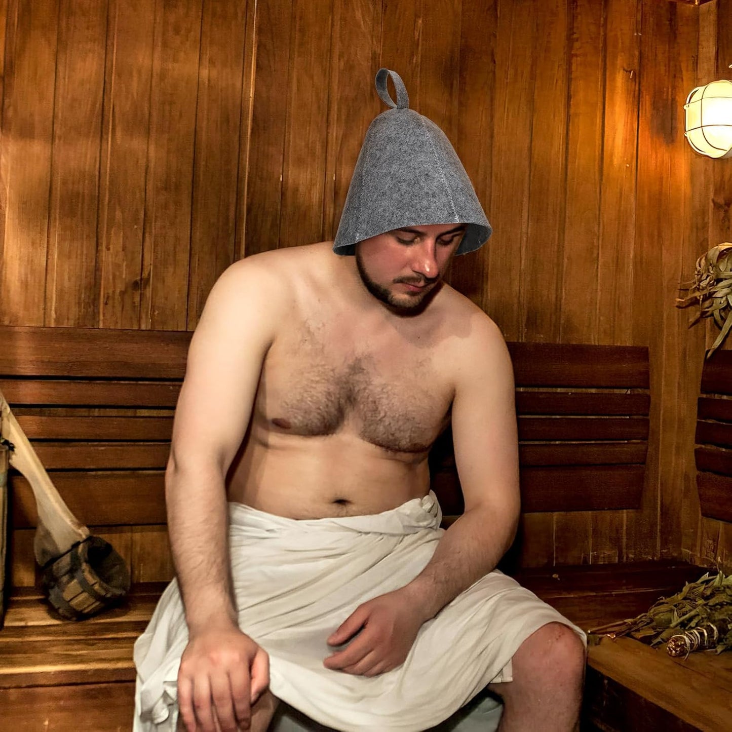 2Pcs Original Wool Sauna Hat for Women and for Men Natural Felt Russian Bath Hat Vaporarium Hat Bath Accessories for Sauna on the Street Steam Room
