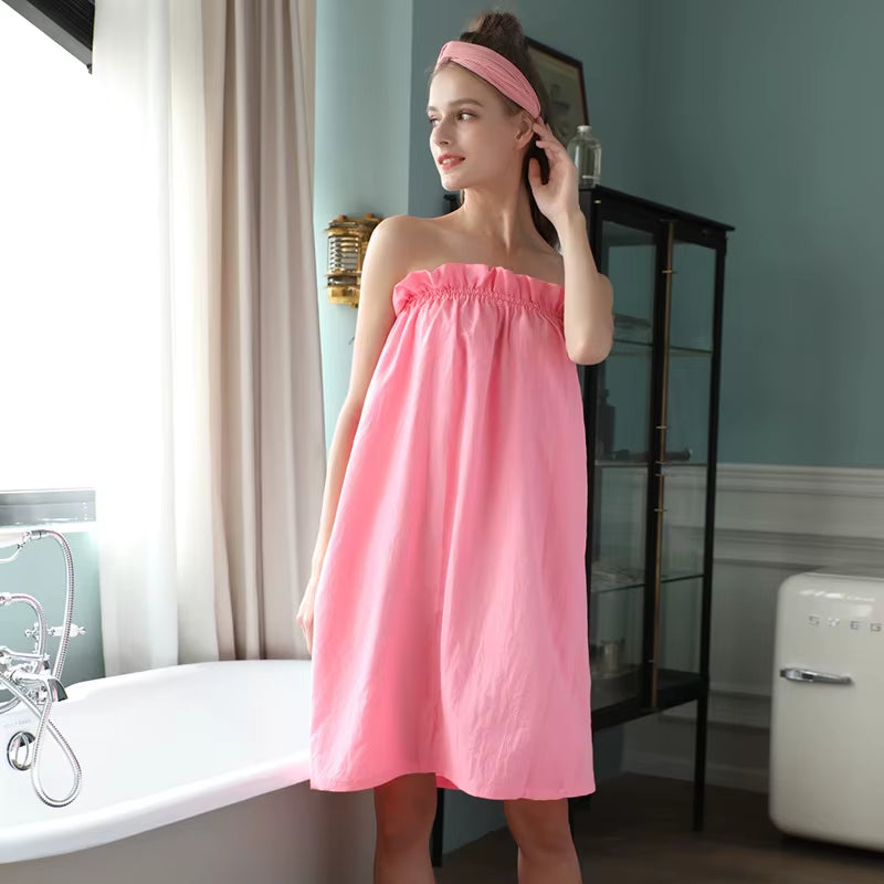 Washed Cotton Thin Beauty Salon Special Bathrobe Skirt Women'S SPA Wrap Sweat Suit Sauna Bath Towel Ultra Soft Long Shower Wraps