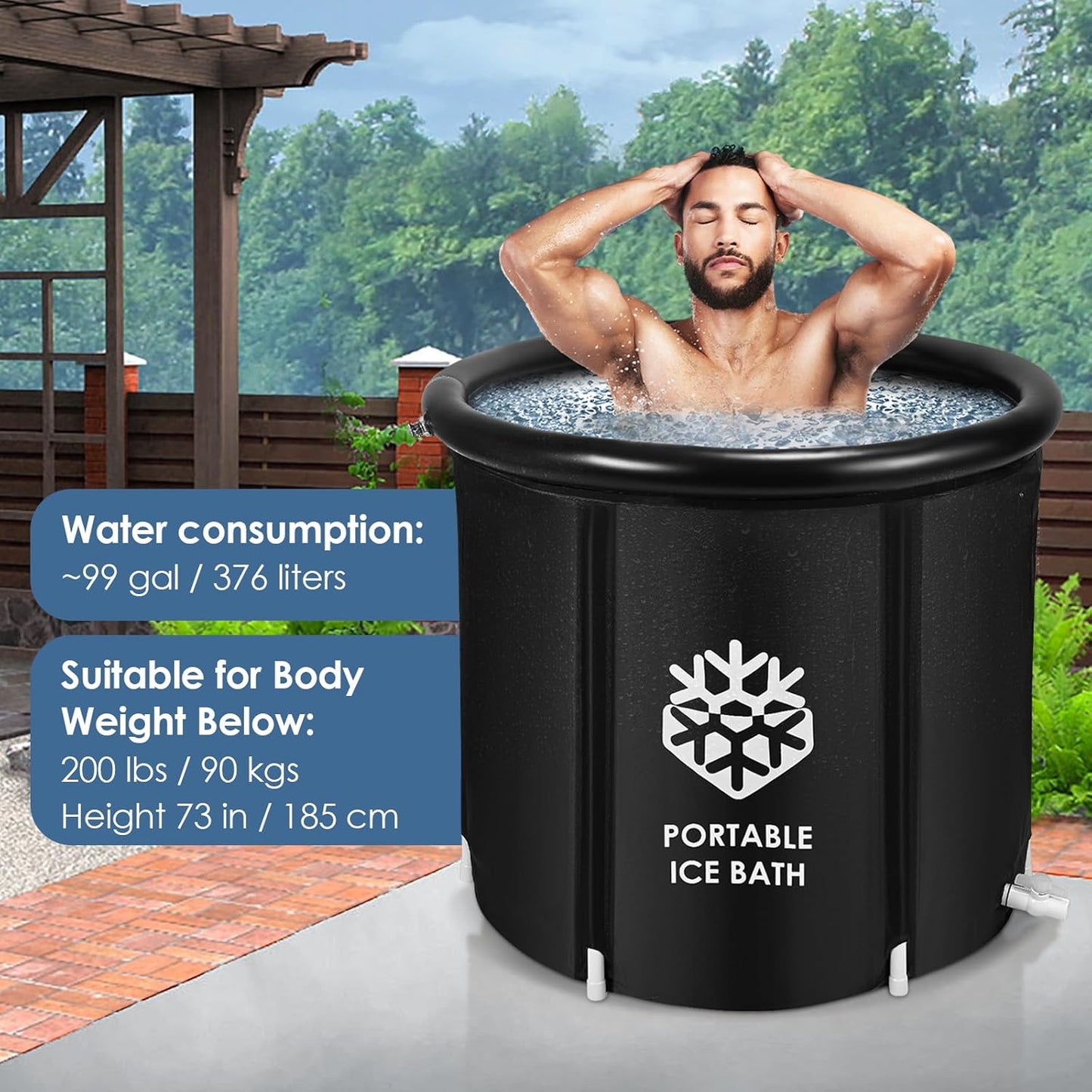 Ice Bath Tub for Athletes, 376L Ice Bath Outdoor for Recovery, Large Cold Water Therapy Tub, Portable Ice Bath Freestanding Cold Plunge Tank Adults Spa Soaking Baths