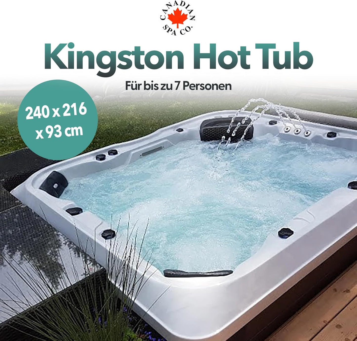 Kingston SF 7-Person Outdoor Hot Tub - Winter Ready with LED Lighting, Built-In Speaker System, Aromatherapy Feature, and Insulated Cover