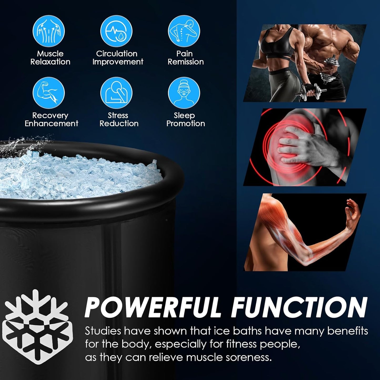 Ice Bath Tub for Athletes, 376L Ice Bath Outdoor for Recovery, Large Cold Water Therapy Tub, Portable Ice Bath Freestanding Cold Plunge Tank Adults Spa Soaking Baths