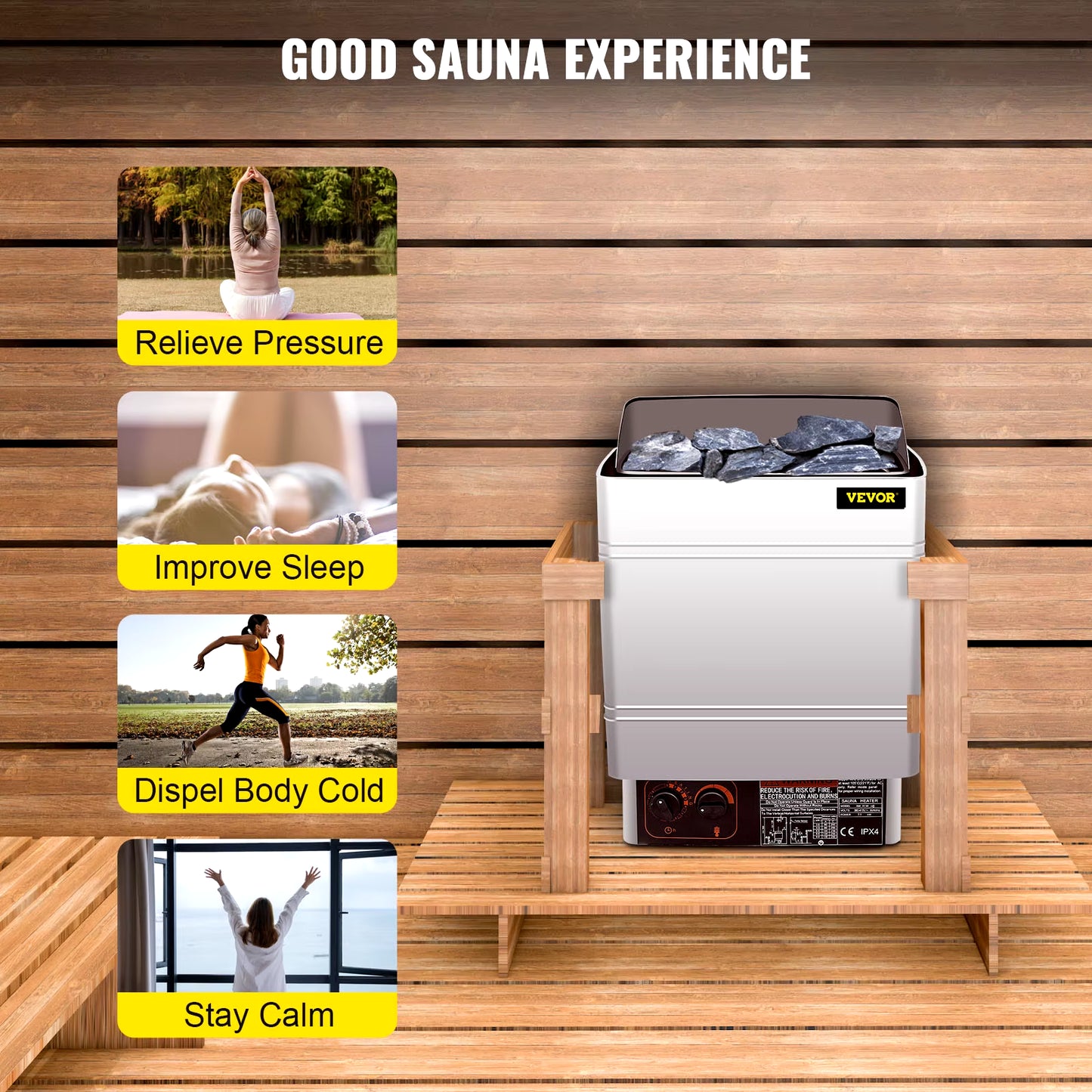VEVOR 6KW Electric Sauna Heater Stove External / Internal Controller Overheating Protection Spa Sauna Room Steam Generator