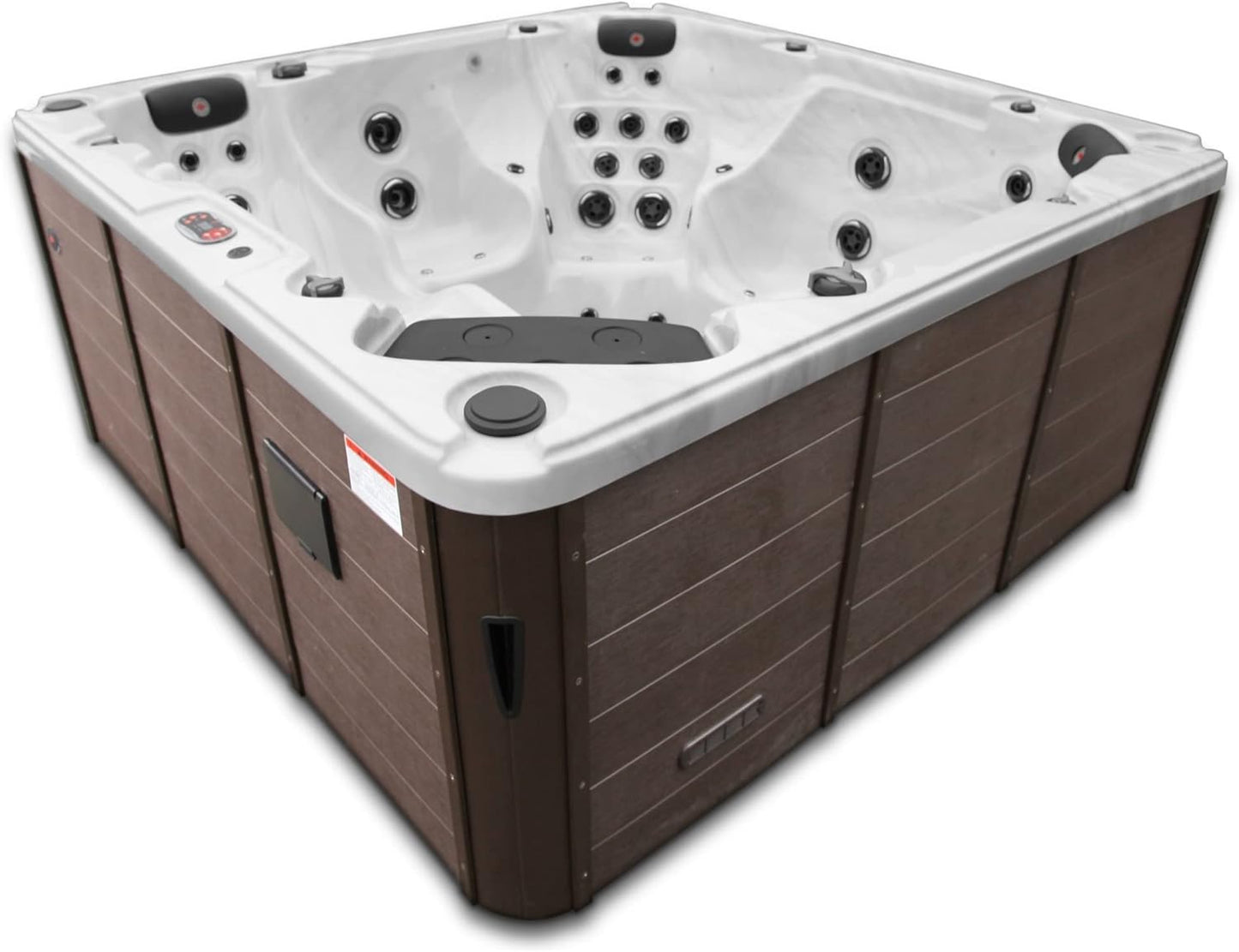 Niagara AI Hot Tub | 7-Person 60-Jet | 228 X 228 Cm Square, with Cover, LED Lighting, Heating and 60 Hydrotherapy Massage Jets, Year-Round Use
