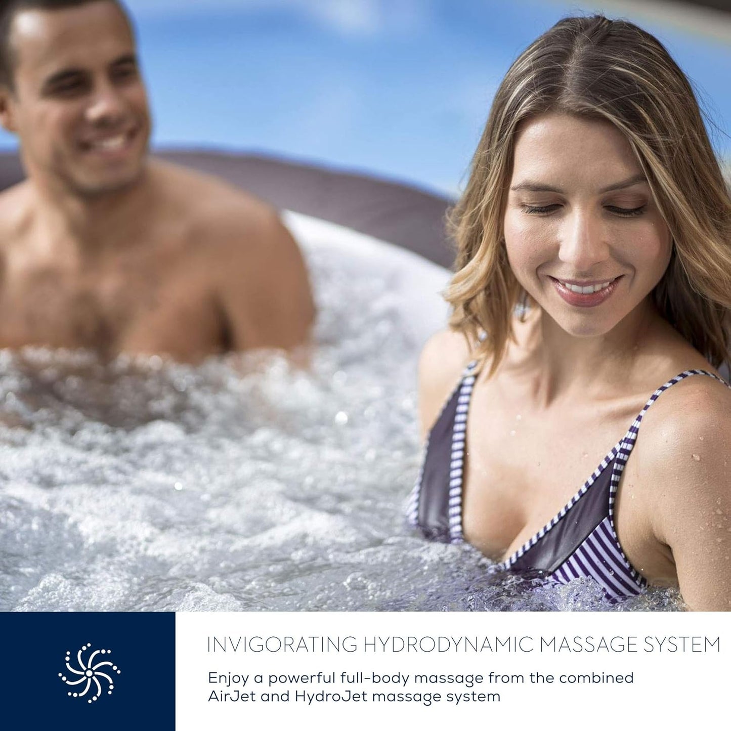 Maldives Luxury Hot Tub, 8 Hydrojet Pro Massage System Inflatable Spa with LED Lights, Foot Massager and Freeze Shield Technology, 5-7 Person
