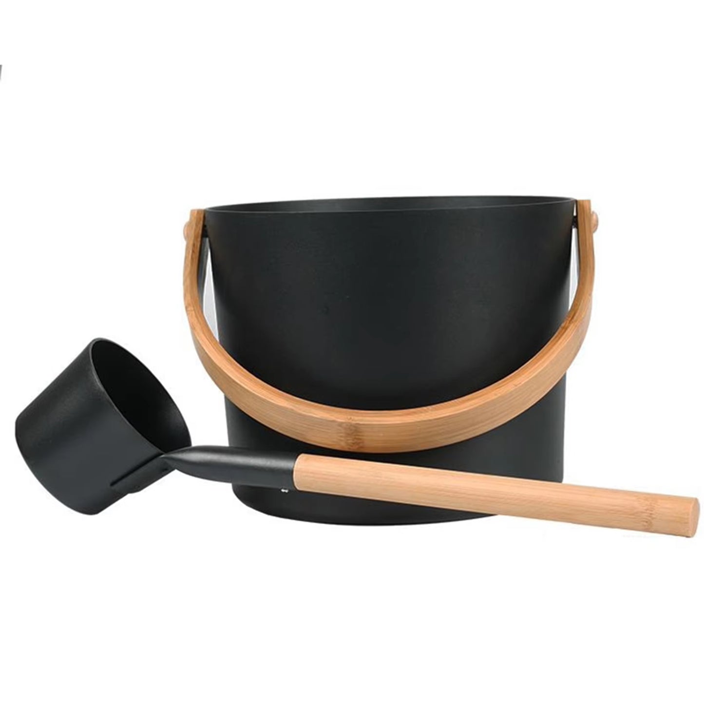 Winter Indoor Outdoor 7L Aluminum Sauna Bucket with Long Handle Spoon Set Matching Ladle Sauna Barrel Sauna Accessories