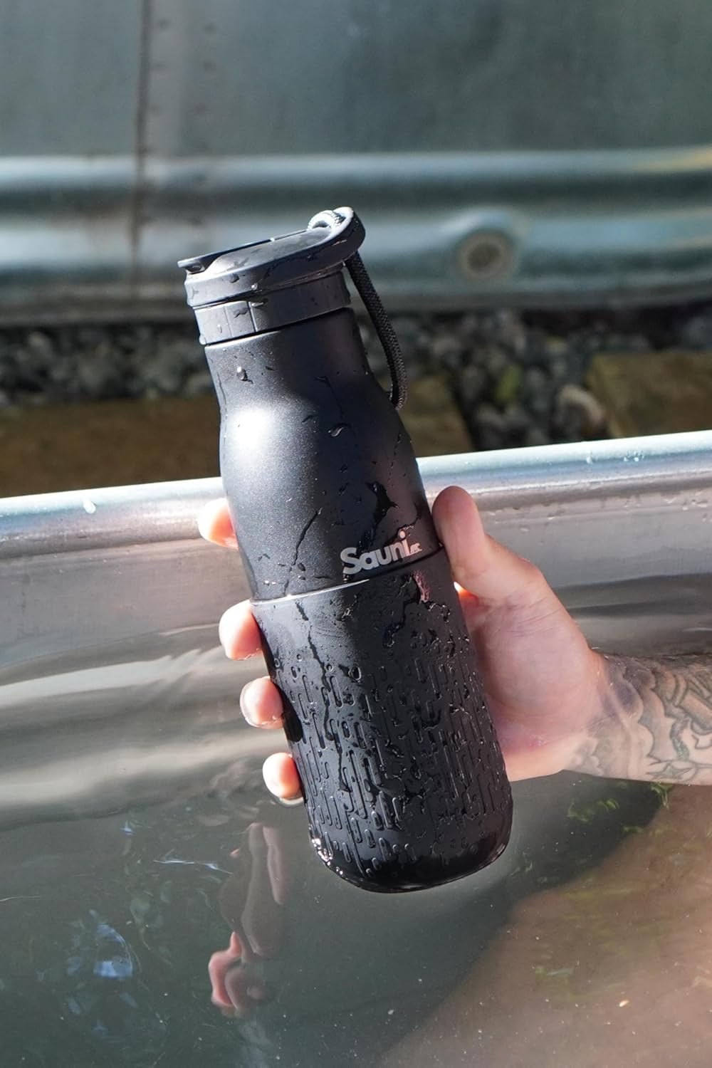 500 Ml Insulated Stainless Steel Gym/Sauna Bottle with Straw – Heat-Proof, Bpa-Free, Double-Wall Vacuum Flask, Heat-Resistant Grip – Black