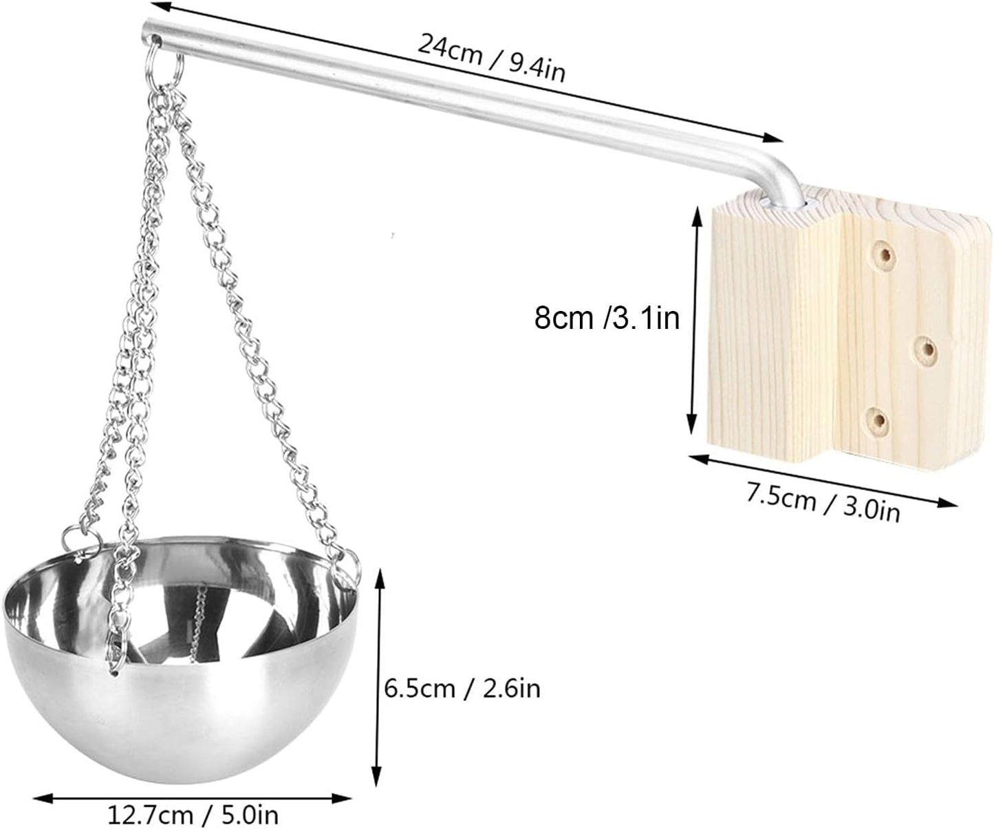 Sauna Aroma Bowl, Stainless Steel SPA Essential Oil Bowl with Wood Plate and Screws, Aromatherapy Oil Cup Sauna Suitable for Traditional Sauna (Small)