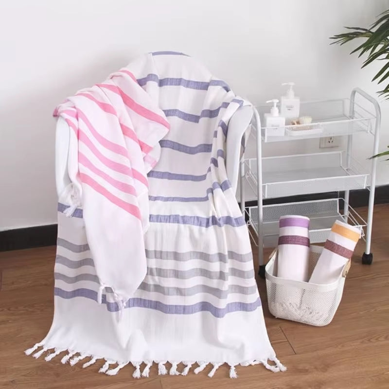 100X180Cm Turkish Sports Sauna Bath Towel with Tassel Soft Terry Cloth Adult Beach Extra Large Women Winter Scarf