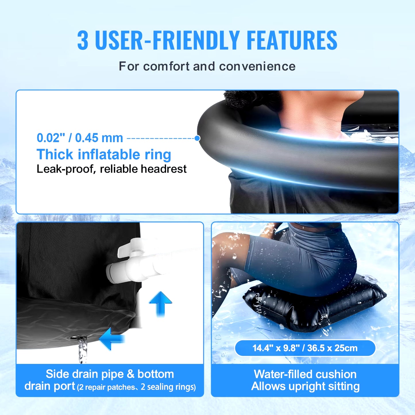 VEVOR Ice Bath Tub Cold Water Therapy Plunge Tub for Athletes Portable Outdoor Ice Barrel Plunge Pool Inflatable Folding Bathtub