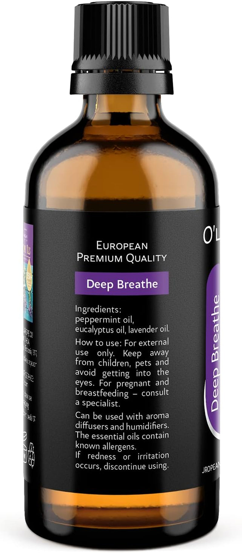 Breathe Essential Oil Blend - Calming Drops for Easy Breathing, Sweet Dreams and Relaxation, Mix of Peppermint, Lavender and Eucalyptus Oils Ideal for Humidifier, Meditation, and Home Spa Bulk Bottle