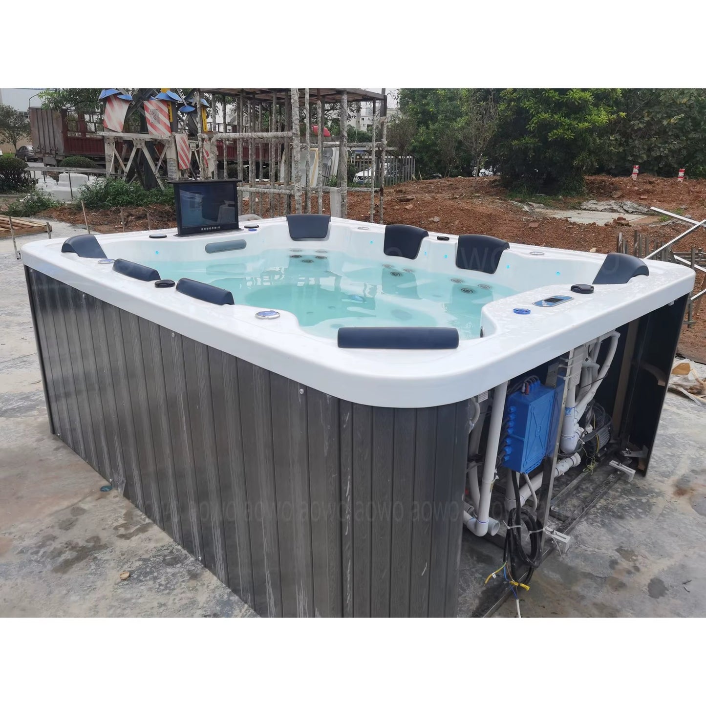 Large Outdoor Spa Hot Tub,Constant Temperature Heating Massage Hydrotherapy Bathtub,Multi-Person Garden Acrylic Swimming Pool
