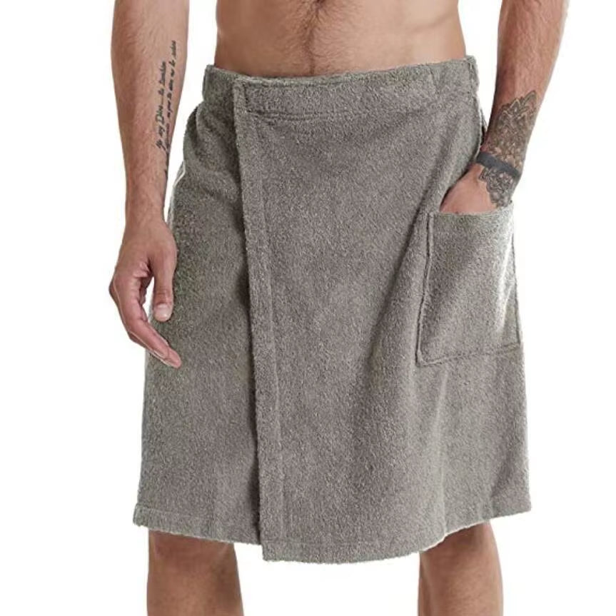 Men Soft Wearable Bath Towel with Pocket Bathrobes Shower Wrap Sauna Gym Swimming Bathhouse Spa Beach Towel Toalla De Playa