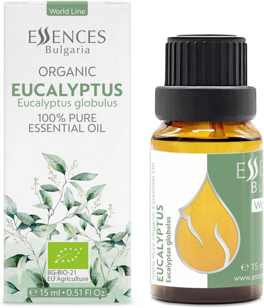 Organic Eucalyptus Essential Oil 15Ml Eucalyptus Globulus 100% Pure Natural Undiluted Therapeutic Grade for Aromatherapy Diffuser Humidifier Air Purifier Sauna Steam Room