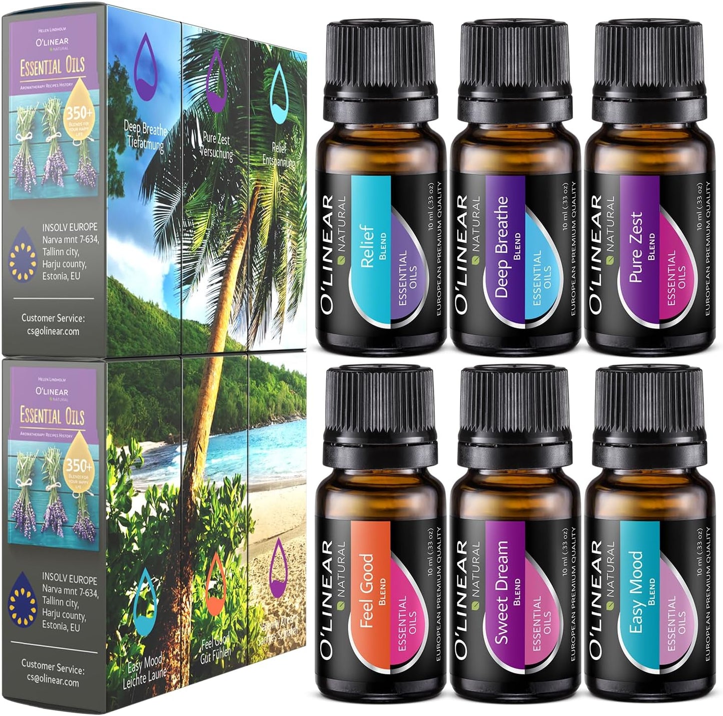 Essential Oils 6 Blends Set - Perfect for Humidifiers and Diffusers, Aromatherapy Diffuser Oils Scents, Essential Oil Kit for Home Use, Essential Oil Pack with Various Scents