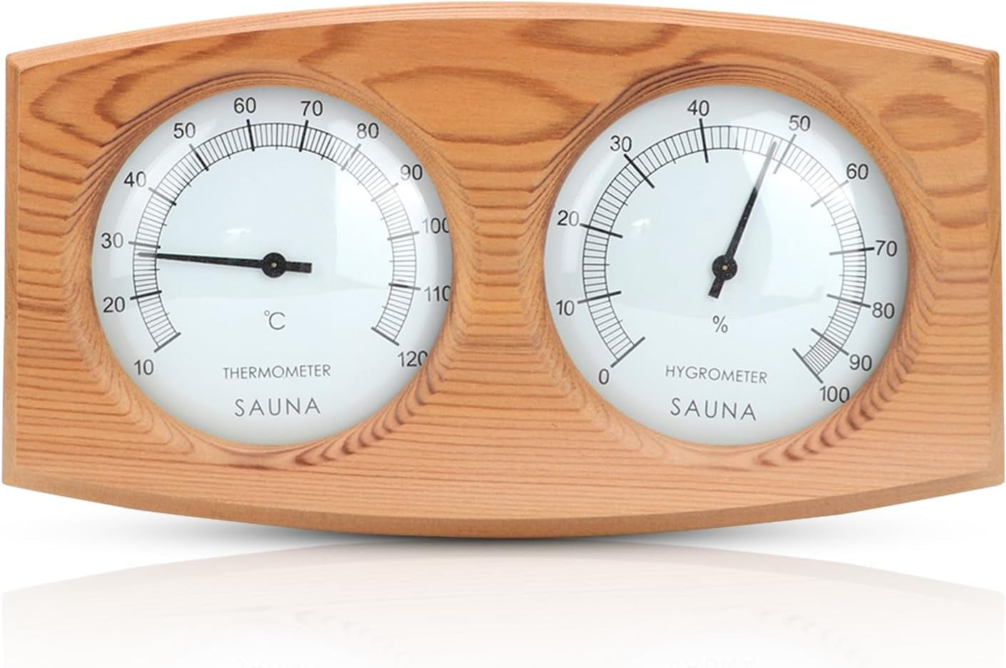 2 in 1 Wood Thermometer Hygrometer,9.4X5.1Inch,Sauna Thermometer and Hygrometer,Indoor Outdoor Thermometer Hygrometer Sauna Thermometer Double Dial Sauna Temperature Gauge Humidity Meter