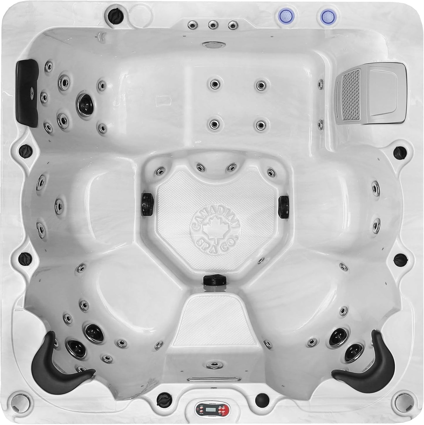 Erie AI Hot Tub | 6-Person 46-Jet | 213 X 213 Cm Square, with Cover, LED Lighting, Heating and 46 Hydrotherapy Massage Jets, Year-Round Use