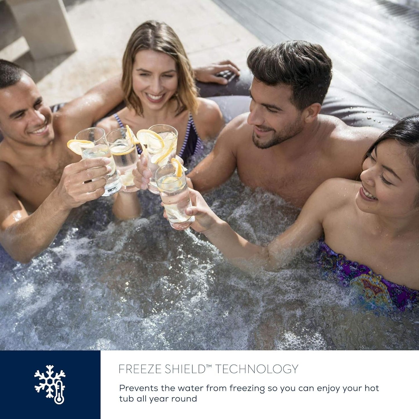 Maldives Luxury Hot Tub, 8 Hydrojet Pro Massage System Inflatable Spa with LED Lights, Foot Massager and Freeze Shield Technology, 5-7 Person