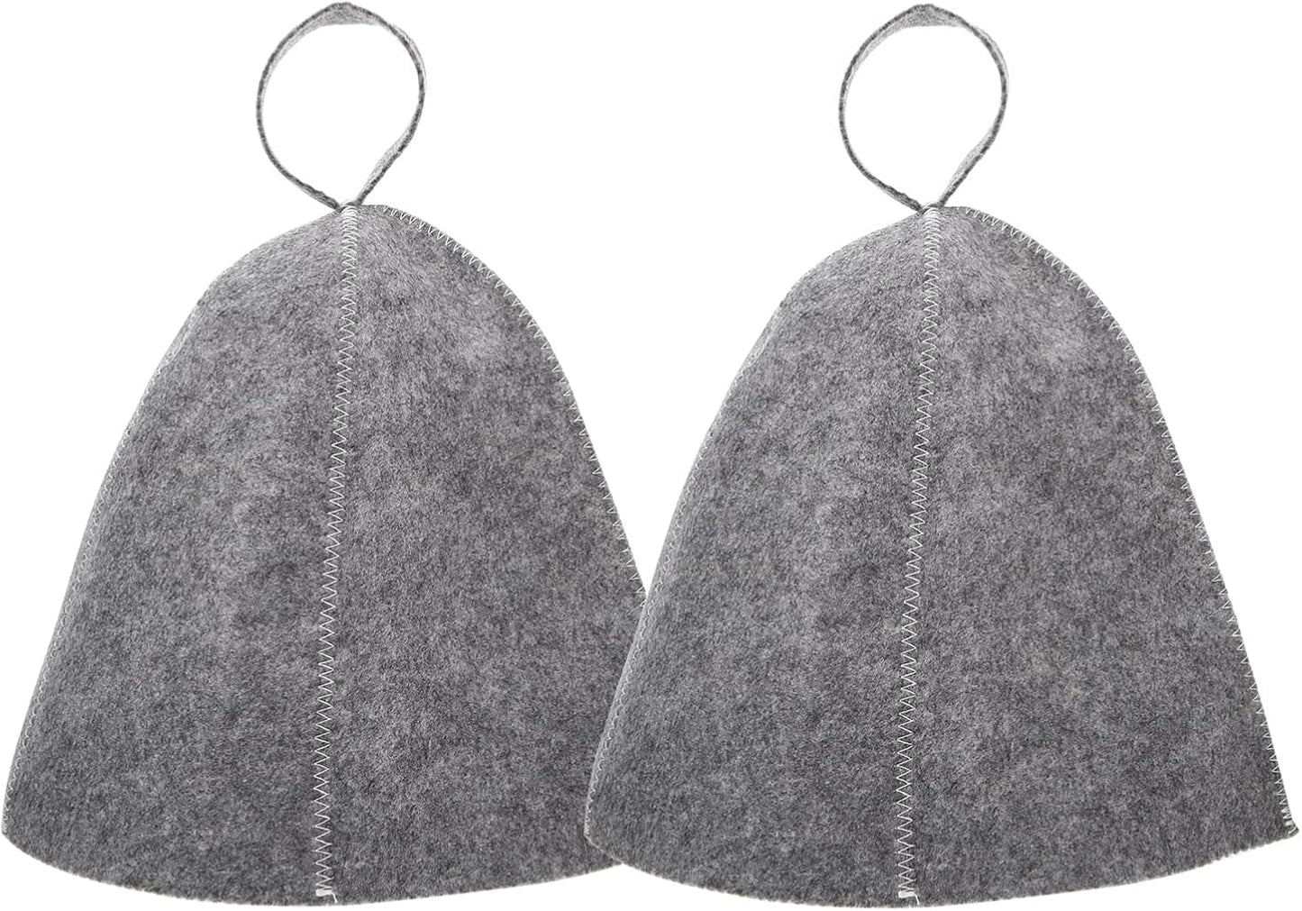 Original Wool Sauna Hat for Women and Men 2 Pack Natural Felt Sauna Accessories (Grey)
