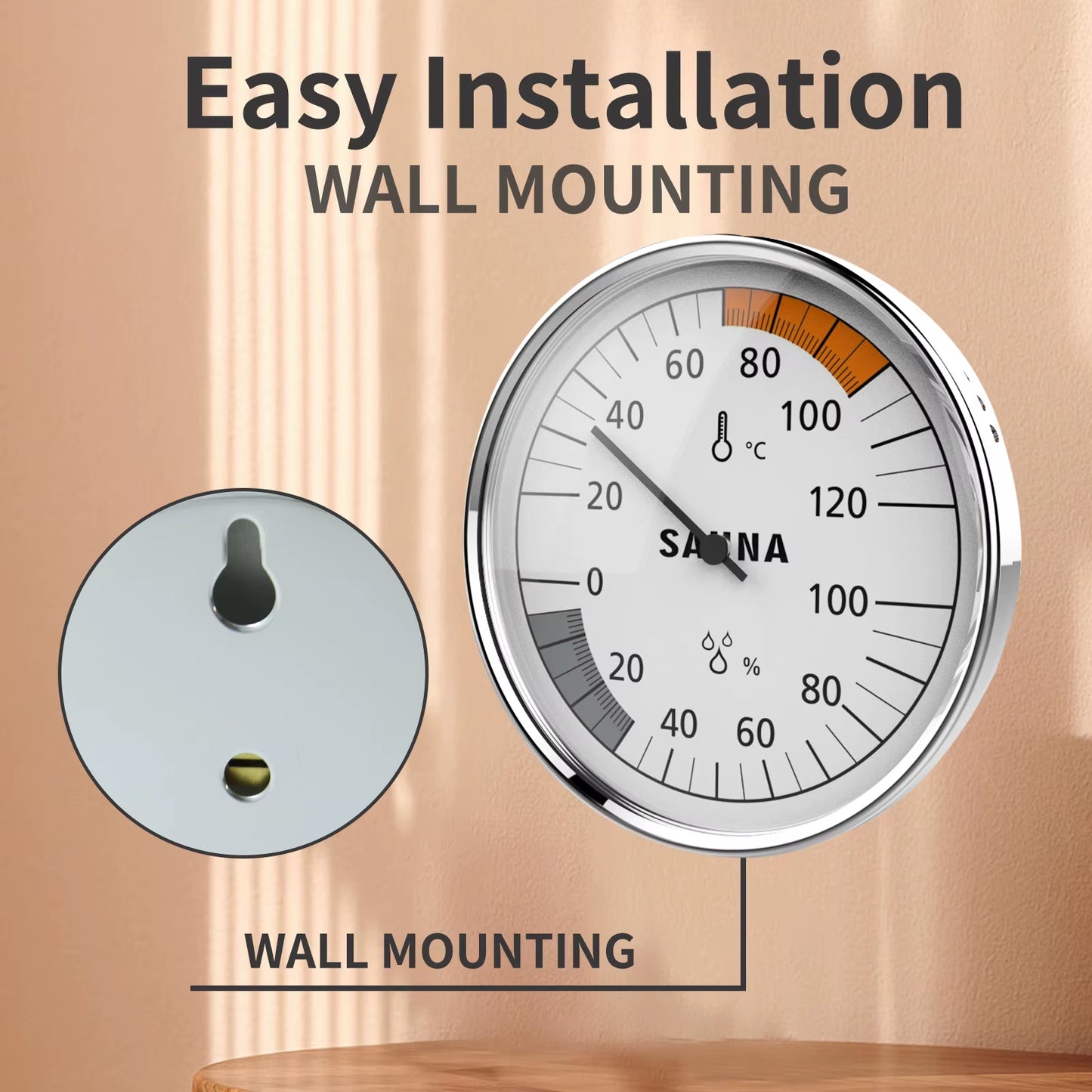 Dial Hanging Household Sauna Hygrometer Thermometer for Room Temperature Testing Sauna Thermometer Hygrometer