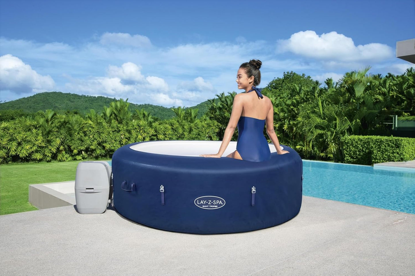 Saint Tropez Hot Tub with 120 Airjet Massage System with Floating LED Light. Includes Optional Wi-Fi Control with Alexa & Google Assistant. 4-6 Person, Exclusive to Amazon